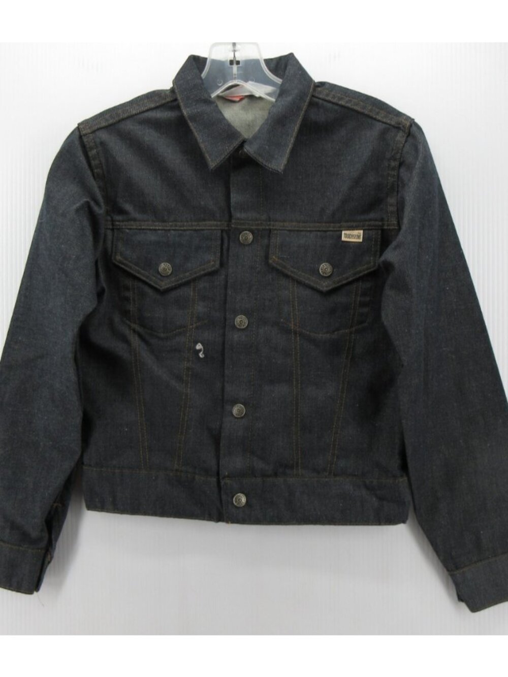 VTG Sears Toughskins Jacket Boys Youth 16 Trucker Denim Psychedelic Tie Dye - Picture 2 of 13